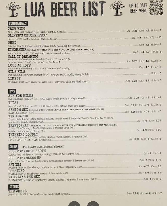 Lua Brewing Restaurant Menu - Discover the Best Brewpub and Craft Beer ...